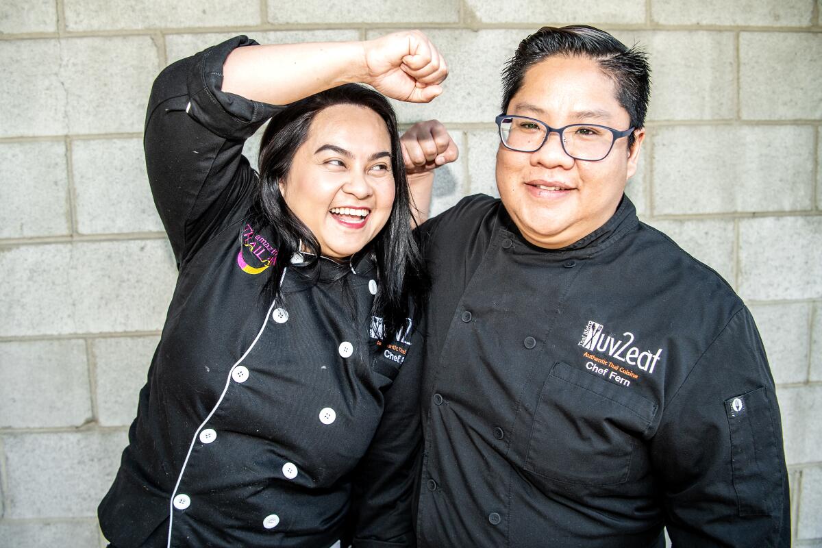 Luv2eat's owners and chefs Noree "Pla" Burapapituk, left, and Somruthai "Fern" Kaewtathip.