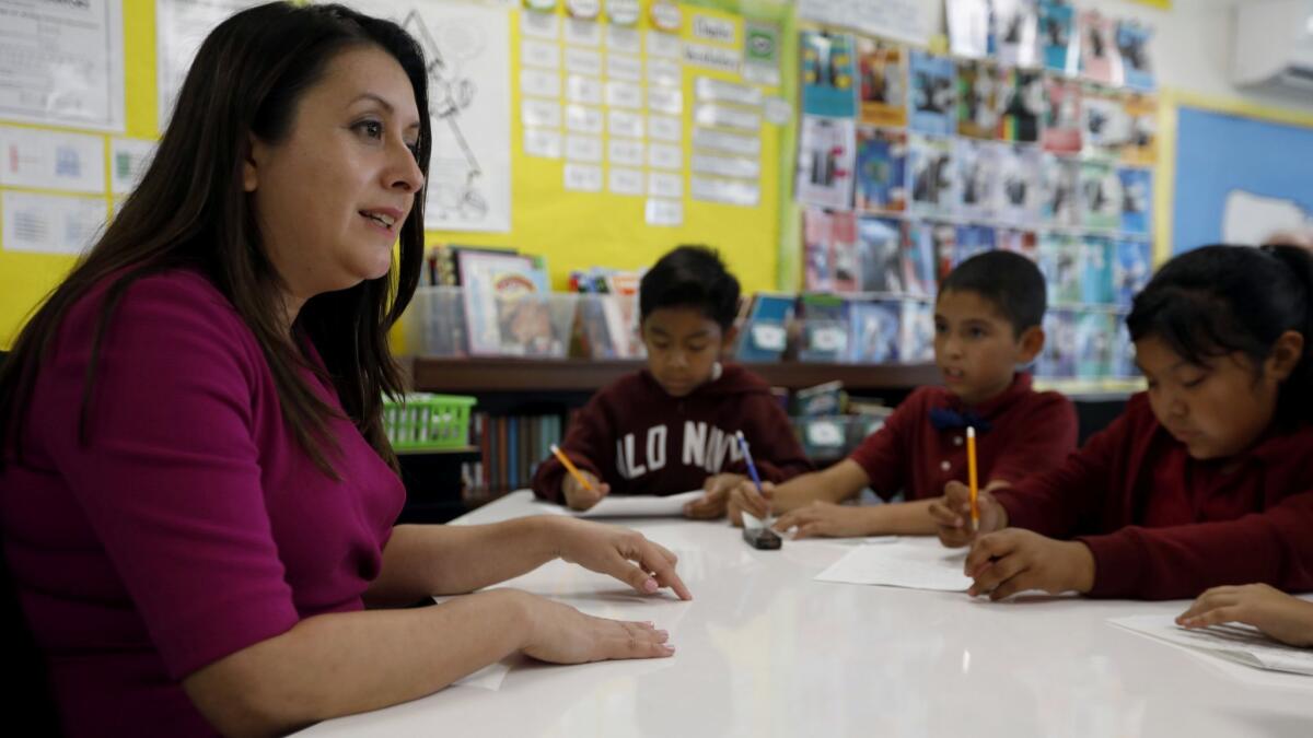Assemblywoman Luz Rivas visits Vaughn Next Century Learning Center in San Fernando, Calif. She founded Do It Yourself Girls, a nonprofit that serves 14 schools.