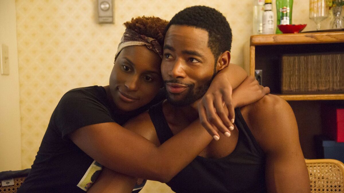 Issa Rae and Jay Ellis in "Insecure." (Anne Marie Fox / HBO)