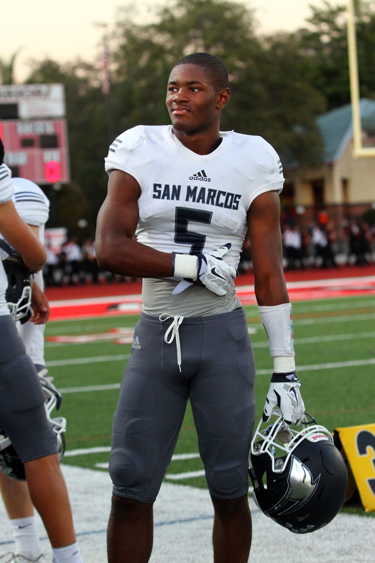 Terrell Burgess gets ready for a game for San Marcos High.