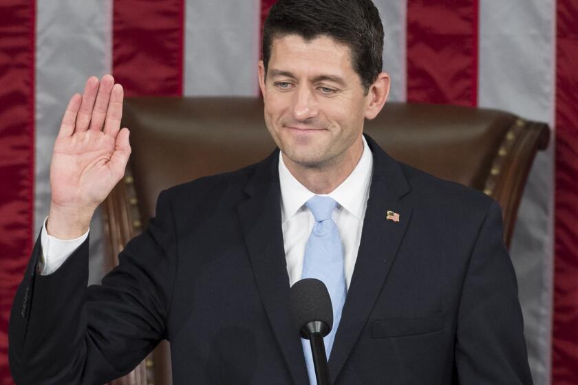 Newly elected Speaker of the House Paul Ryan takes the oath Oct. 29, 2015.