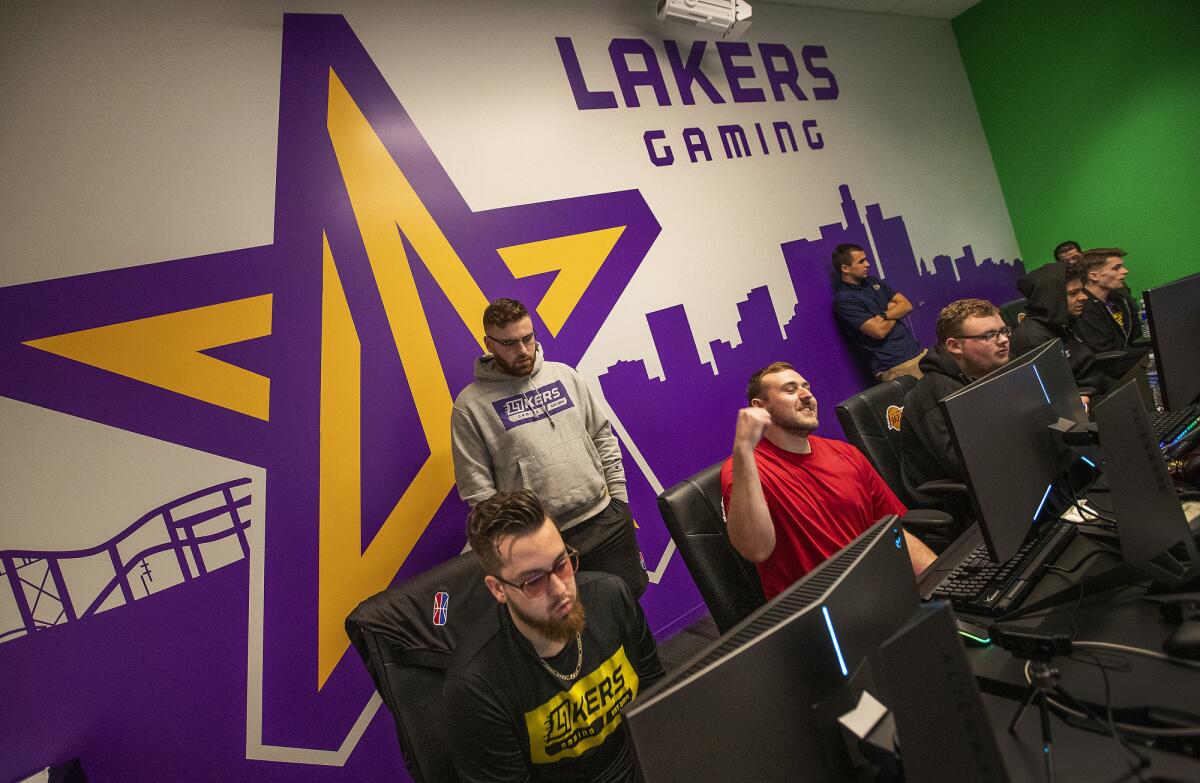 Lakers NBA 2K league players scrimmage last year.