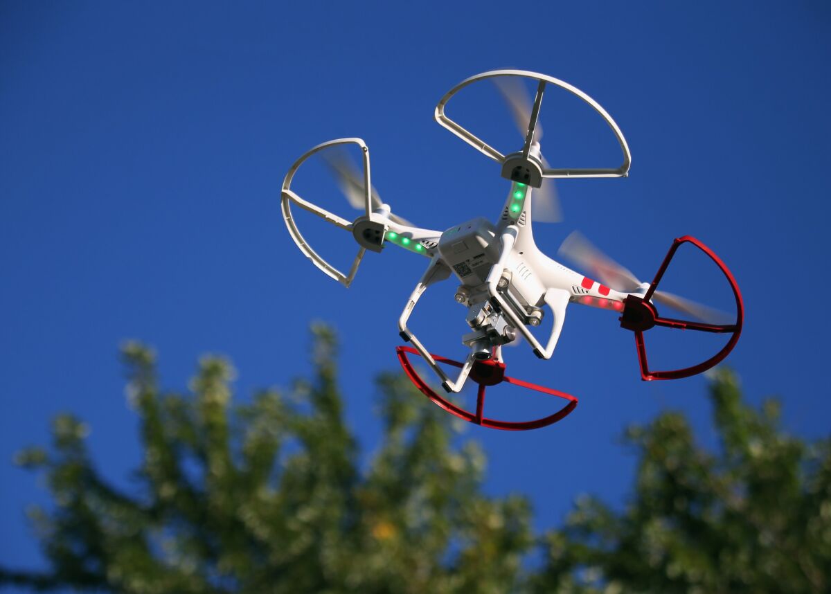 A drone is flown for recreational purposes. A man was convicted in Los Angeles on Wednesday of flying a drone too close to an LAPD helicopter during a police search this year.