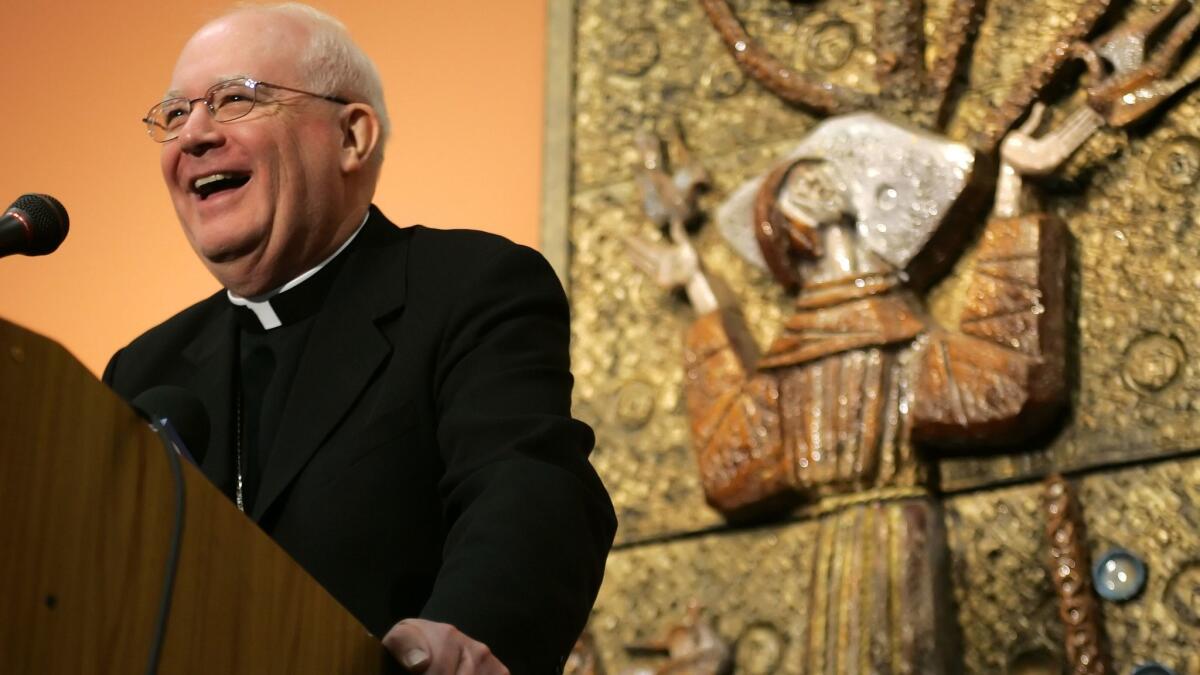 George H. Niederauer after being introduced as the eighth Archbishop of San Francisco in 2005.