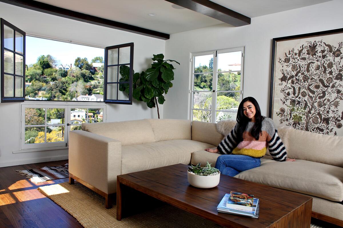 Aimee Garcia’s “treehouse in the middle of nowhere" is actually the elevated living room of her Los Feliz home.