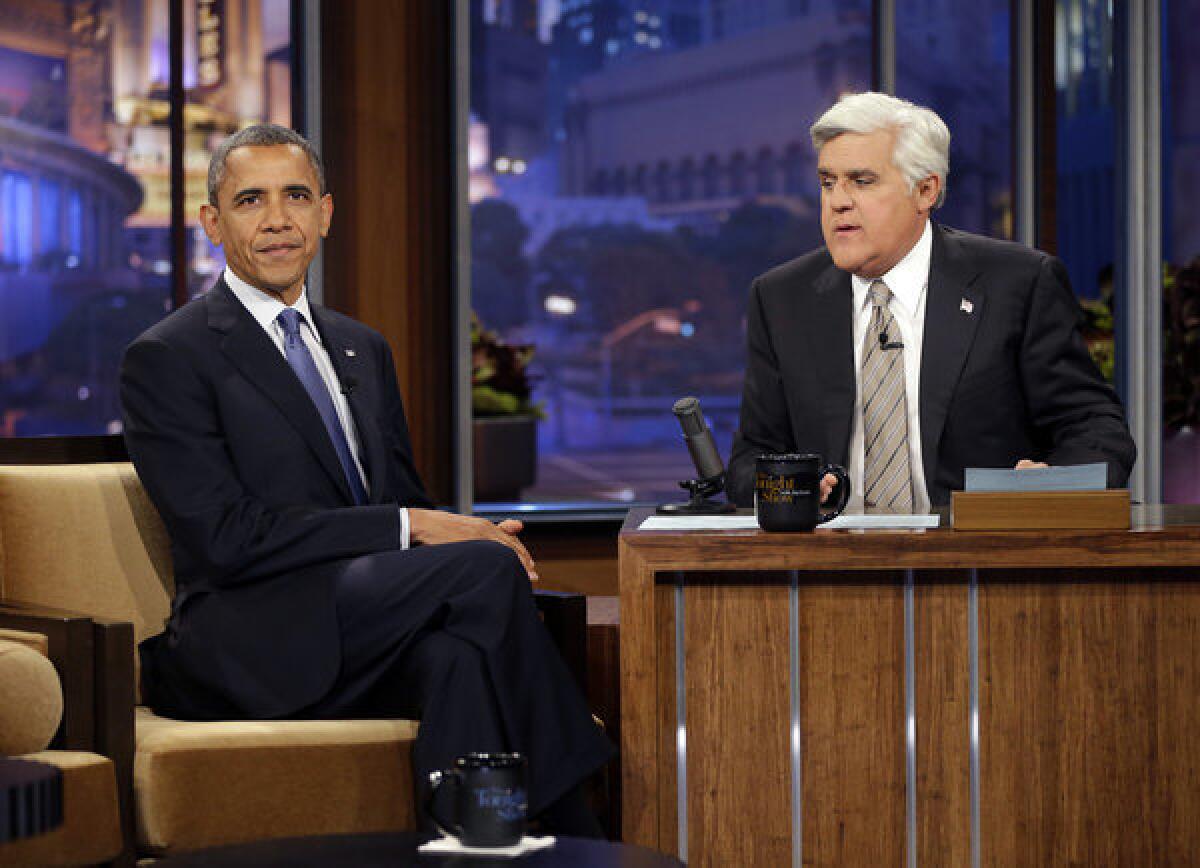 President Obama appears on NBC's "The Tonight Show with Jay Leno," in Burbank. His next scheduled appearance could mean more traffic headaches.