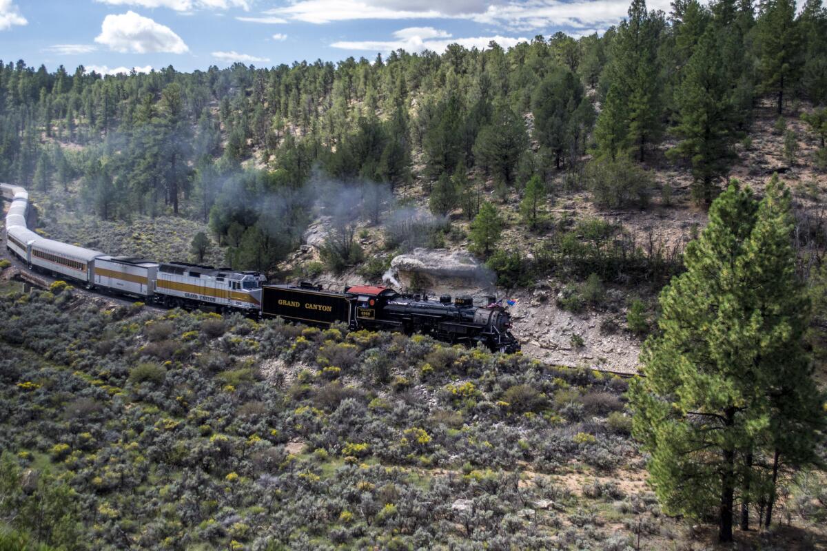 The Grand Canyon Railway runs between the South Rim of the canyon and Williams, Ariz.