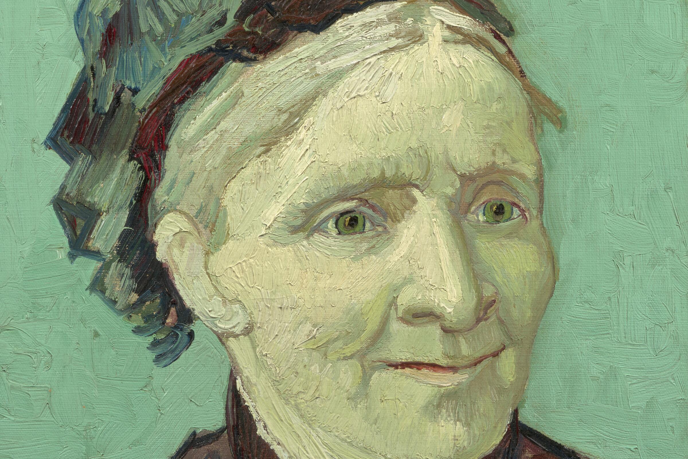 Detail of Vincent van Gogh's "Portrait of the Artist's Mother," whose colors have shifted toward green over time. 