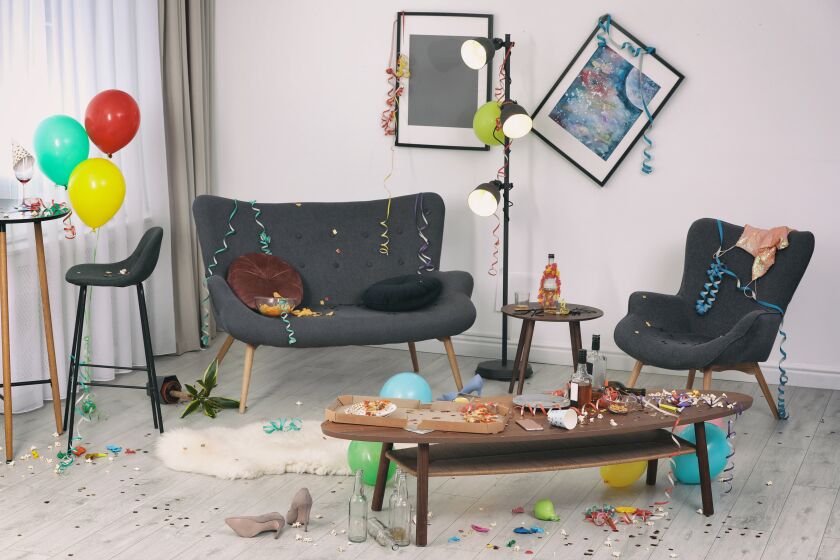 Messy living room after a party