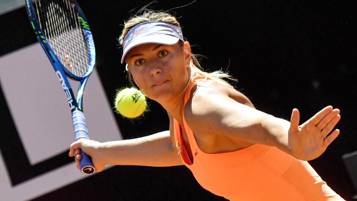Maria Sharapova, shown during a match at the Italian Open, played for the Orange County Breakers of World Team Tennis.