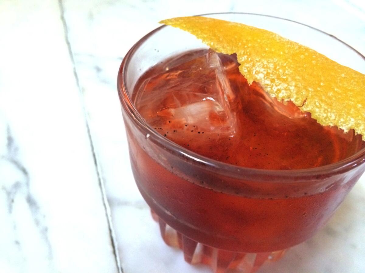 The smoked Negroni at Harlowe made with charred and smoked cherrywood.