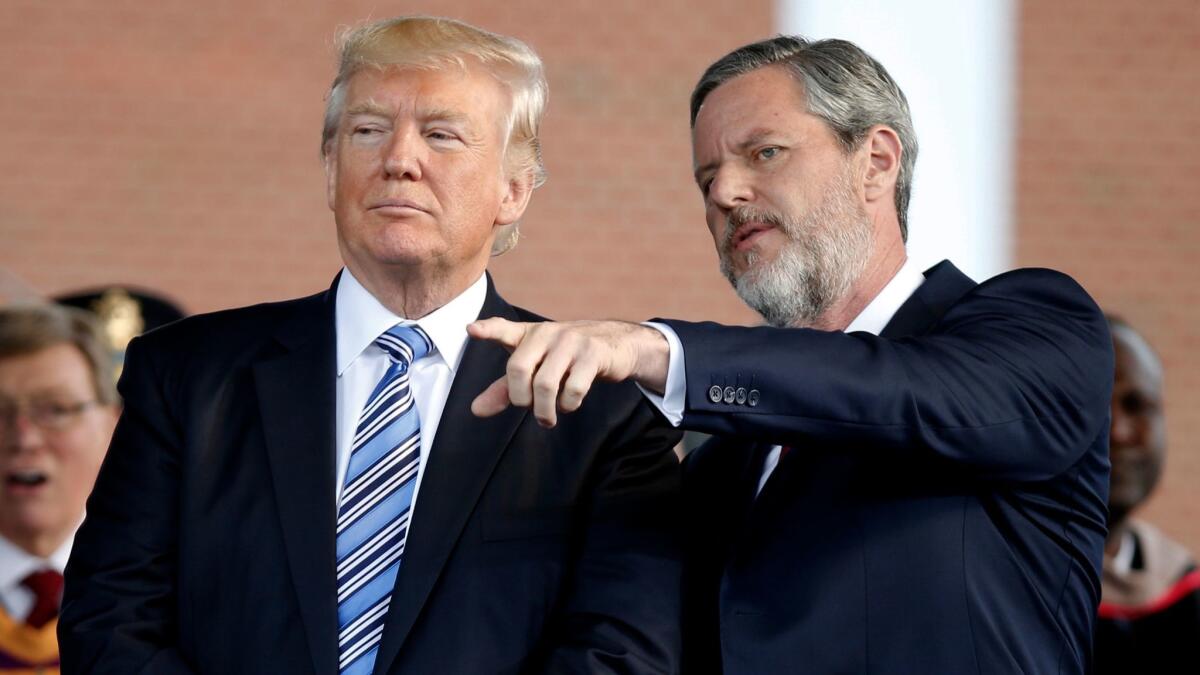 President Trump with  Jerry Falwell Jr. in 2017.