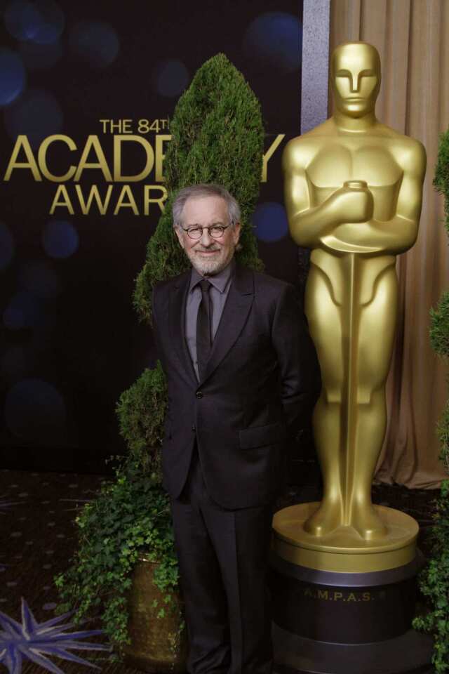 "War Horse" producer Steven Spielberg and Kathleen Kennedy (not pictured) are nominated for best picture.See also: 360° view of the nominees' class photo