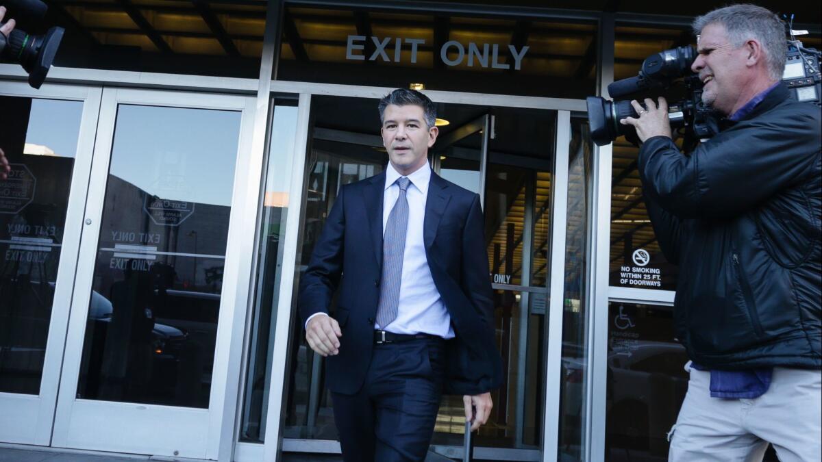 Uber co-founder Travis Kalanick outside the U.S. District Court in San Francisco.