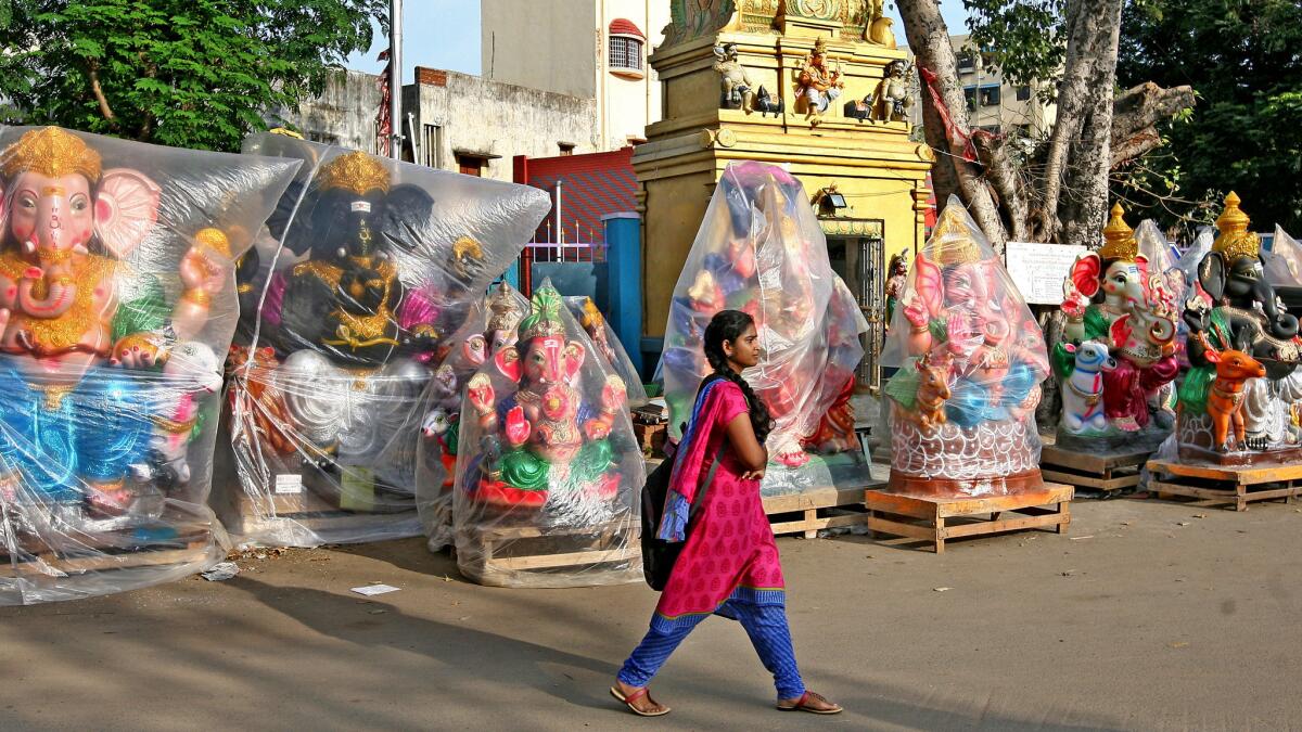 Artisans at Kosapettai in Chennai, India, have been making eco-friendly idols ahead of the September holidays of Vinayaka Chathurthi and Sri Krishna Jayanthi.