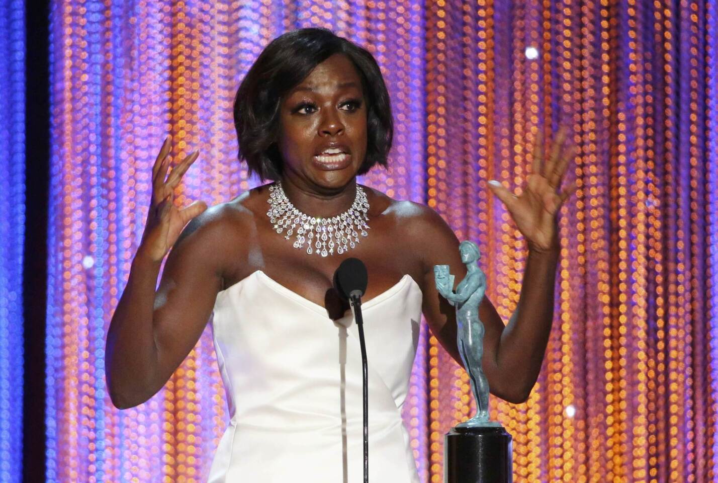 Viola Davis accepts her award during the 23rd Screen Actors Guild Awards in Los Angeles