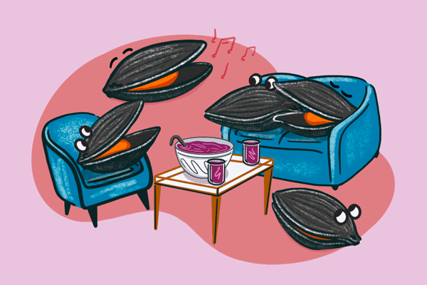 Mussels make the ideal dinner for one.