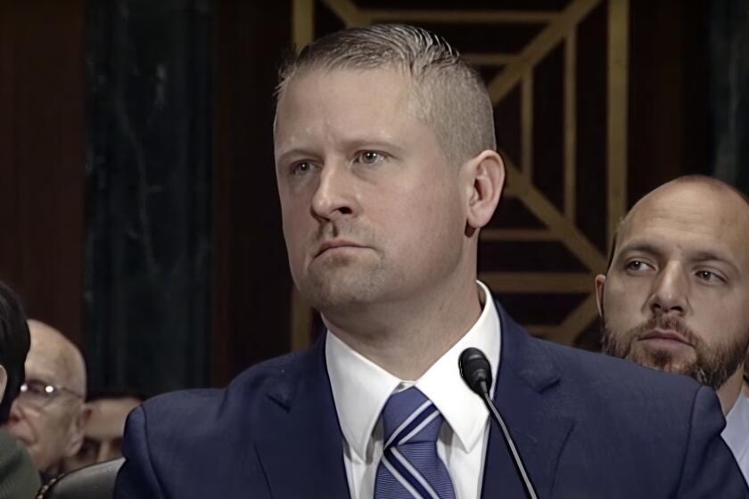  Matthew Kacsmaryk at his confirmation hearing before the Senate Judiciary Committee on Capitol Hill in  2017.  