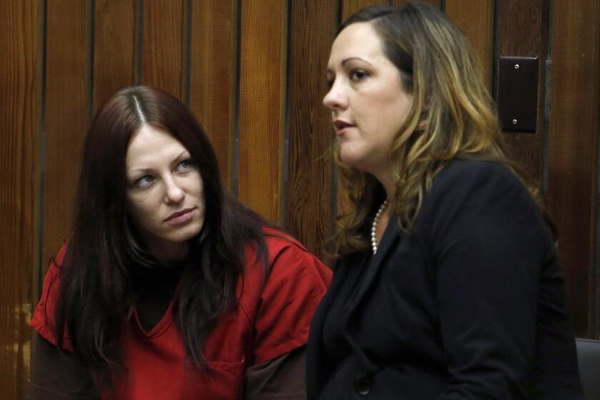 Alix Tichelman, 26, left, and her attorney, Athena Reis, in Santa Cruz Superior Court in July where Tichelman pleaded not guilty to manslaughter, destroying evidence and several other charges in the November heroin overdose death of Google executive Forrest Hayes.