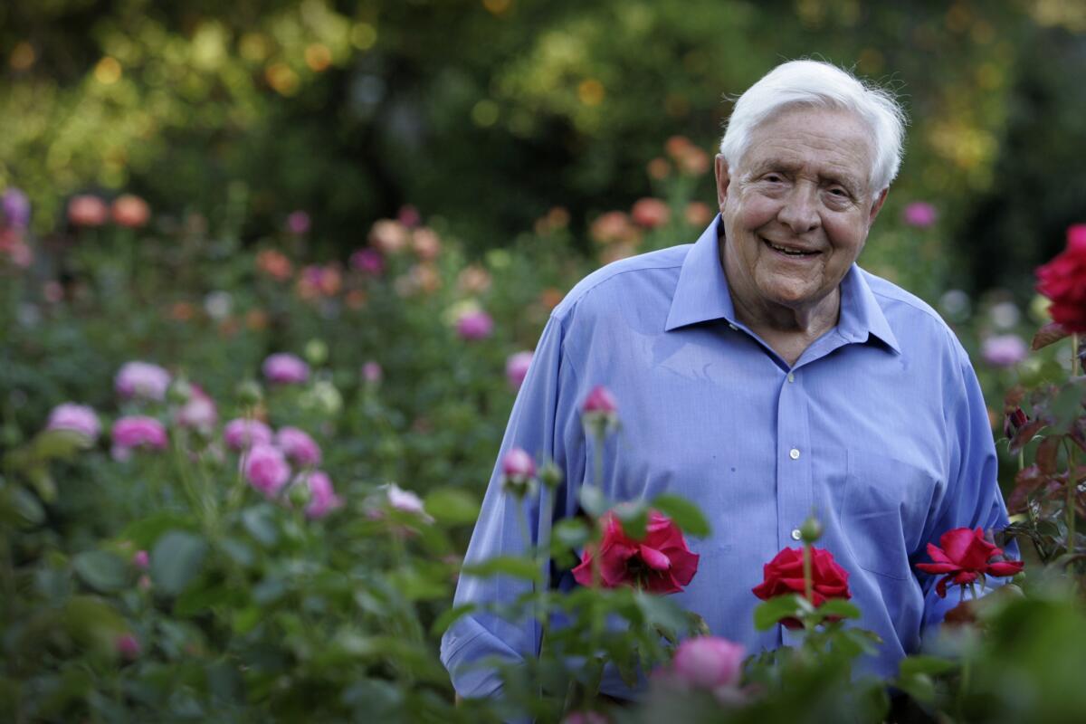 Jacob Maarse, the noted Pasadena florist, in his Sierra Madre garden in 2008.