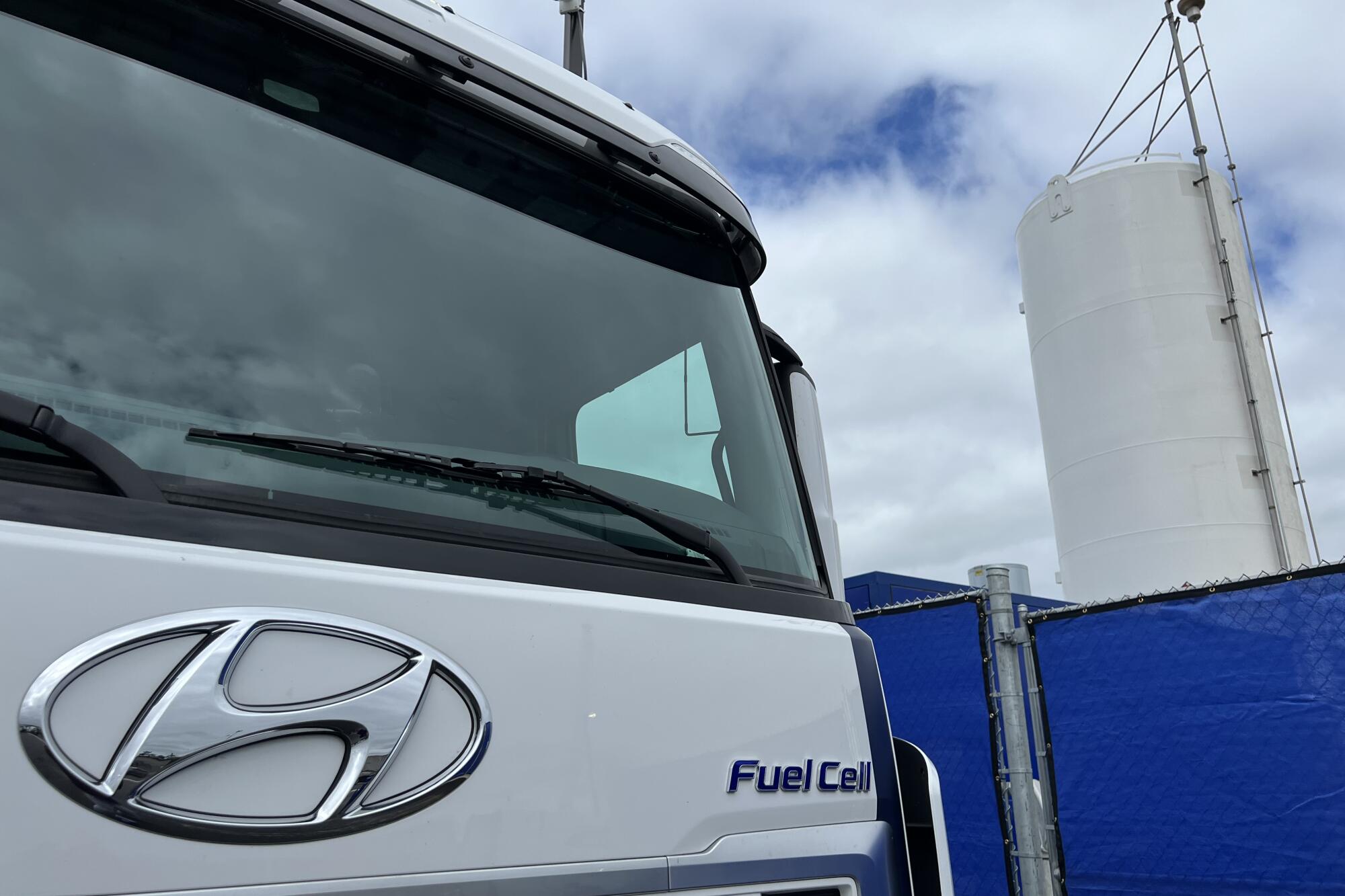 The front of a fuel cell truck.