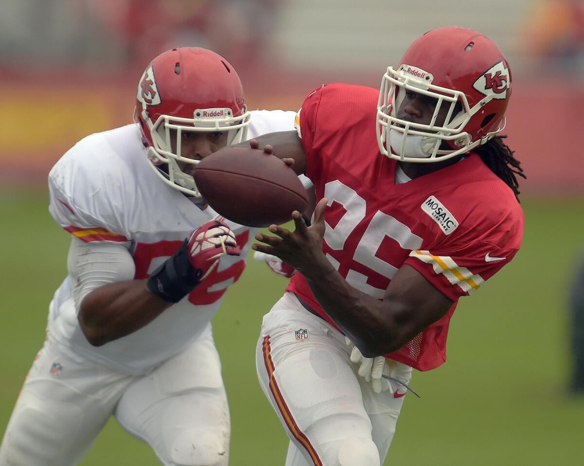 Kansas City running back Jamaal Charles bruised his foot while moving some boxes Thursday night.