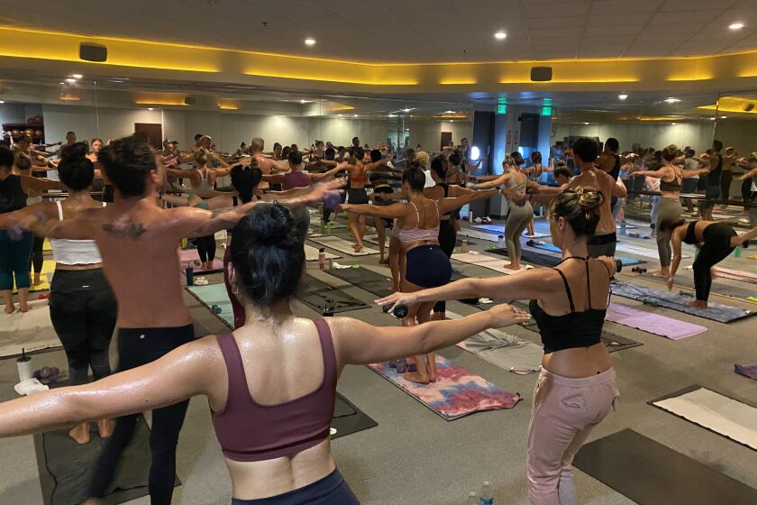 Hot 8 Yoga clients at a class in Santa Monica