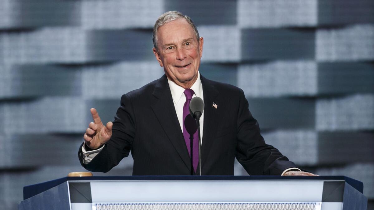 Former New York Mayor Michael Bloomberg makes an appearance at the 2016 Democratic National Convention.