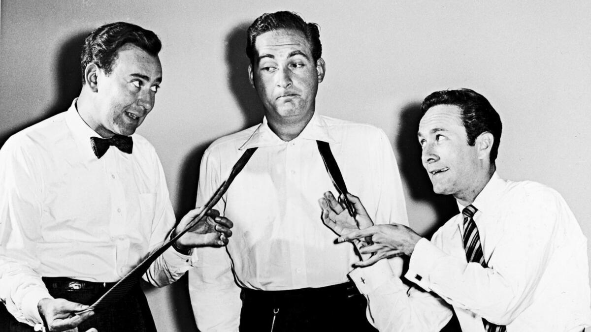 Sid Caesar is flanked by Carl Reiner, left, and Howard Morris in a promotional still for "Your Show of Shows."