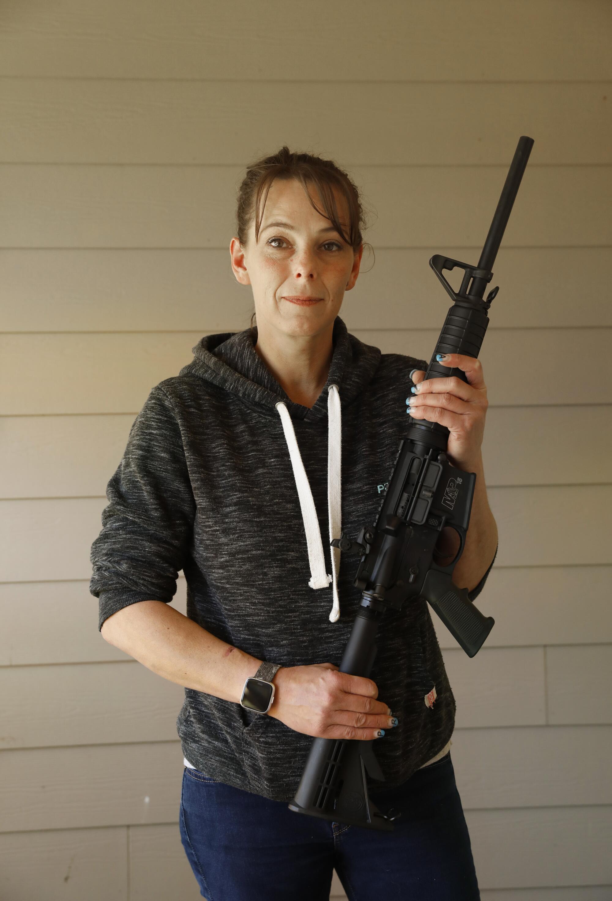 Leslee Cates hopes to get her license to sell guns in Crescent City, Calif.