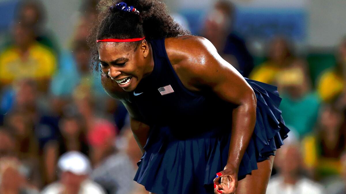 Serena Williams lets out a yell in frustration during her loss to Elina Svitolina.