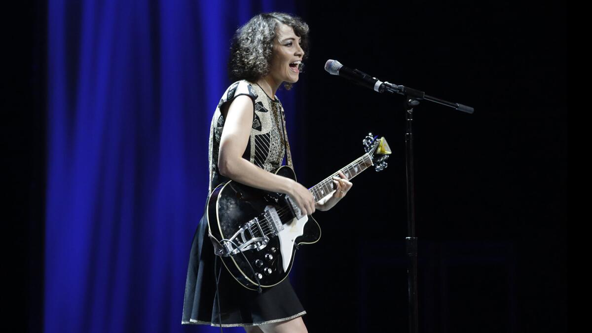 HOLLYWOOD. OCT. 11, 2015. Singer Gaby Moreno performing at the Latinos de Hoy, an event honoring outstanding Latinos at the Dolby Theater in Hollywood on Oct. 11, 2015. Latinos de Hoy, an event honoring Latinos in community who exemplify leadership, service, and a dedication to setting an example for their peers and the next generation.(Lawrence K. Ho/Los Angeles Times)