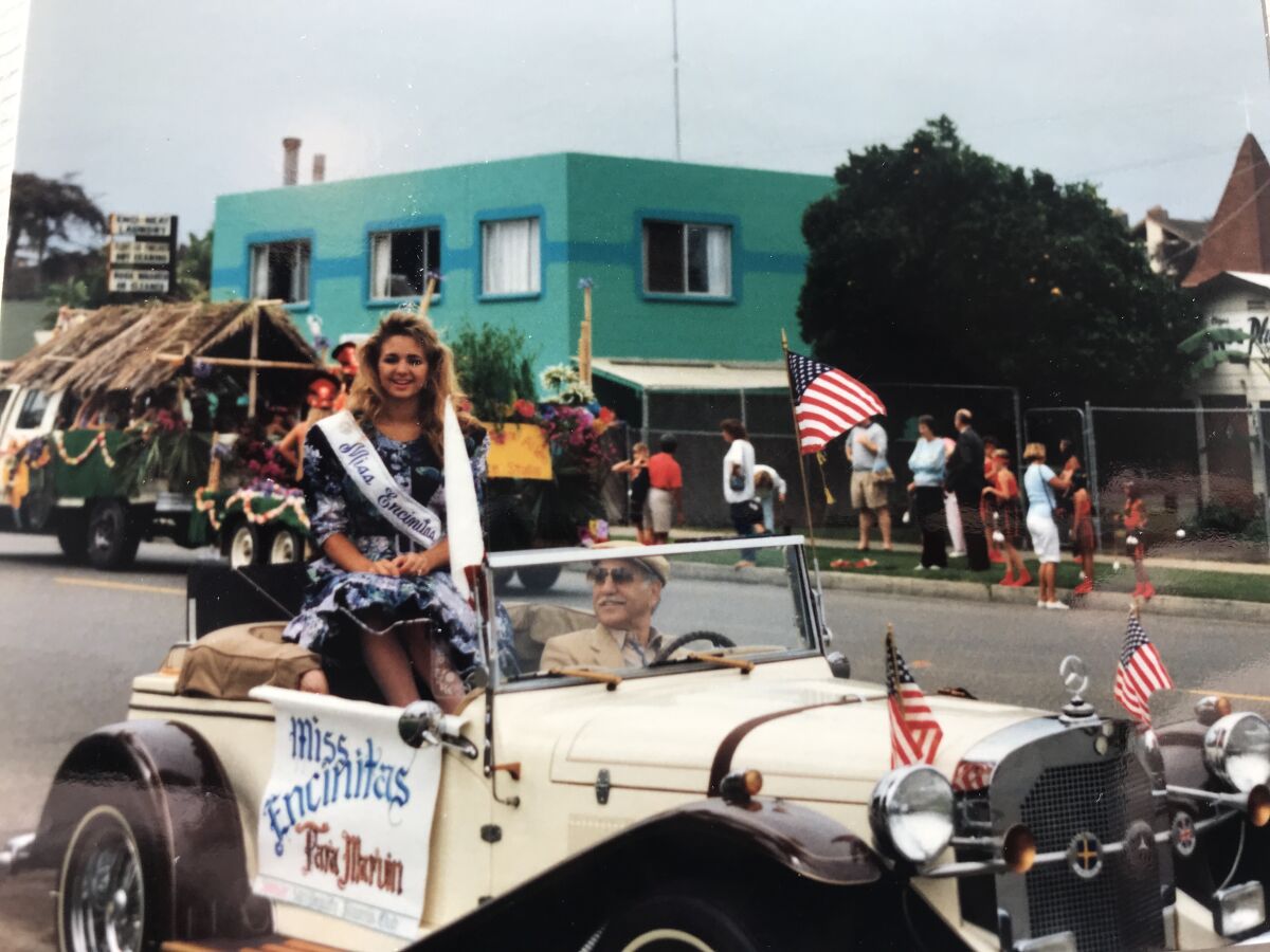 Arnie Fernandes drives his Mercedes in an Encinitas parade in the 1990s.