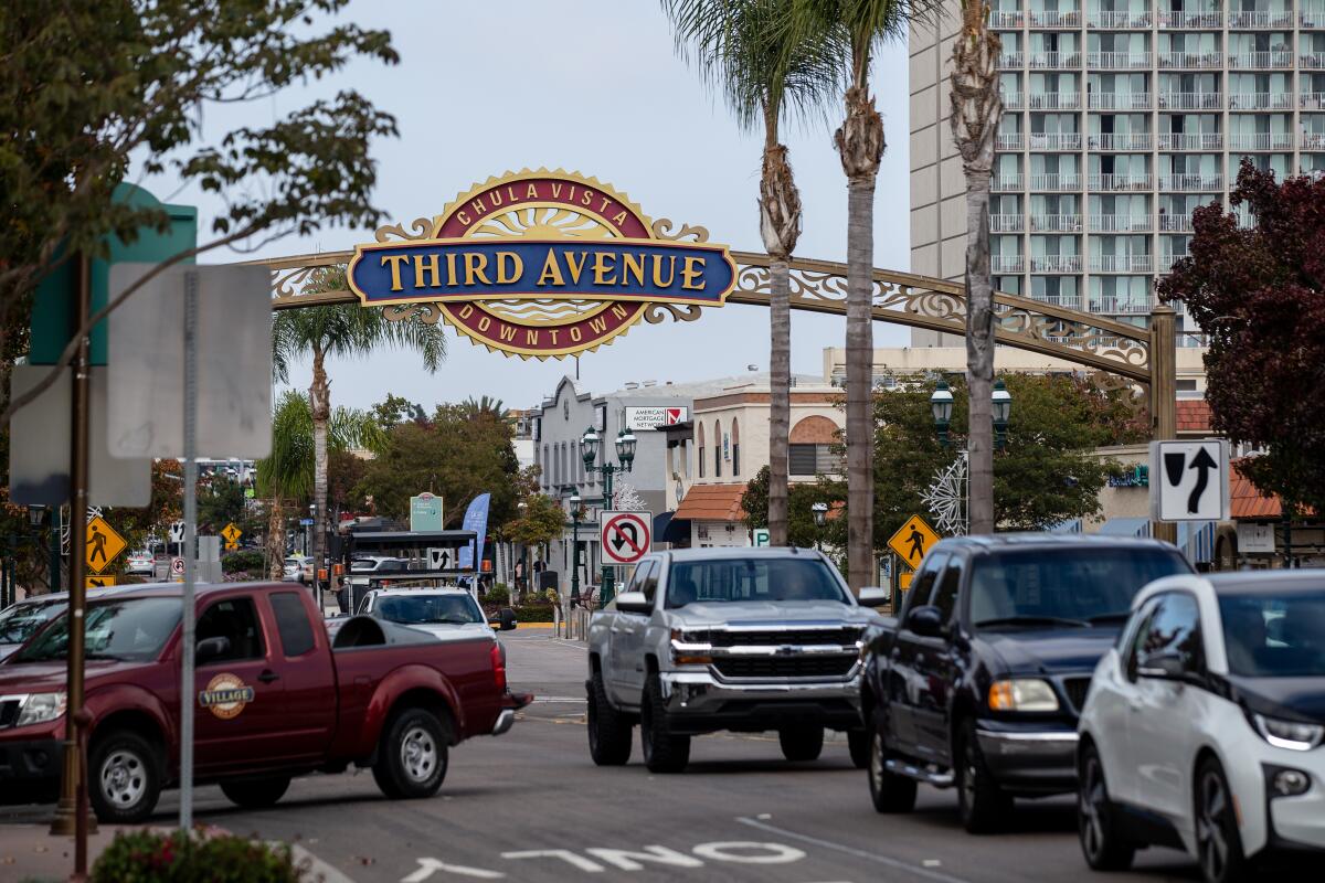 A sign welcomes people to Chula Vista's Third Avenue. New City America plans to revitalize the area.