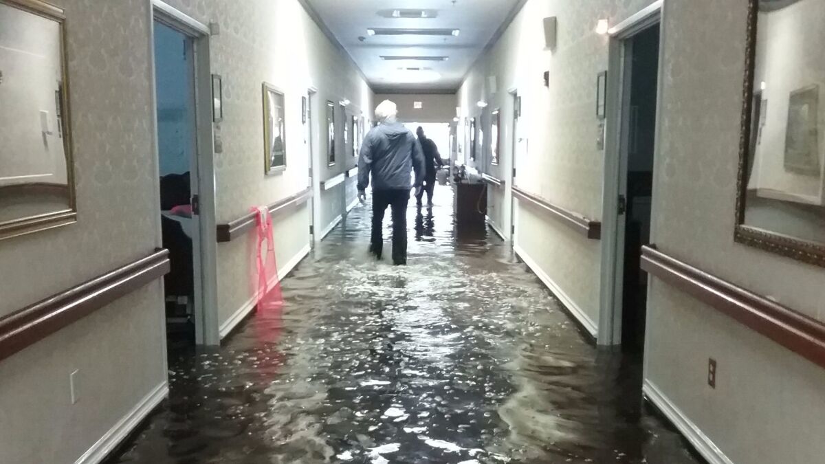 Residents were evacuated from the Cypress Glen senior care facility in Port Arthur, Texas which was inundated with water from tropical storm Harvey.