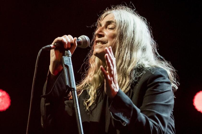 epa05661145 (FILE) The file picture dated 06 July 2016 shows US singer Patti Smith performing during the 50th Montreux Jazz Festival, in Montreux, Switzerland. According to media reports on 05 December 2016, Dylan will provide a speech to be read at the ceremony of the 2016 Nobel Prize in Literature in Stockholm on 10 December 2016. As the Nobel Prize committee further announced, US singer Patti Smith will perform Dylan's 'A Hard Rain's A-Gonna Fall' at the gala. EPA/JEAN-CHRISTOPHE BOTT EDITORIAL USE ONLY ** Usable by LA, CT and MoD ONLY **
