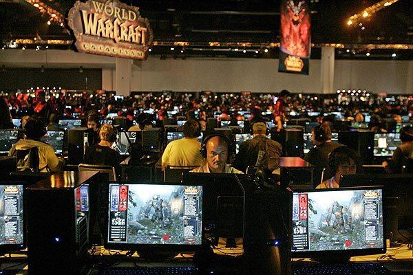 A sea of computer screens dot the World of Warcraft game area at BlizzCon, held in August at the Anaheim Convention Center. The annual two-day event is hosted by World of Warcrafts publisher, Blizzard Entertainment.