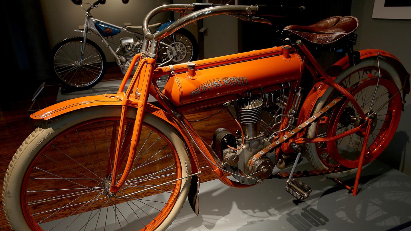 A 1910 Flying Merkel is one of the items included in "Vroom: the Art of the Motorcycle." Only 10,000 Merkels were made and sold from 1910 to 1915 before the company ceased production at the onset of World War I.