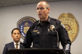 San Diego, CA - January 24: San Diego Chief of Police Dave Nisleit speaks during a press conference regarding a 10-month long operation that netted 71 arrests, guns, drugs, fentanyl, two dozen stolen cars and more at the San Diego Police Headquarters on Tuesday, Jan. 24, 2023 in San Diego, CA. (Meg McLaughlin / The San Diego Union-Tribune)