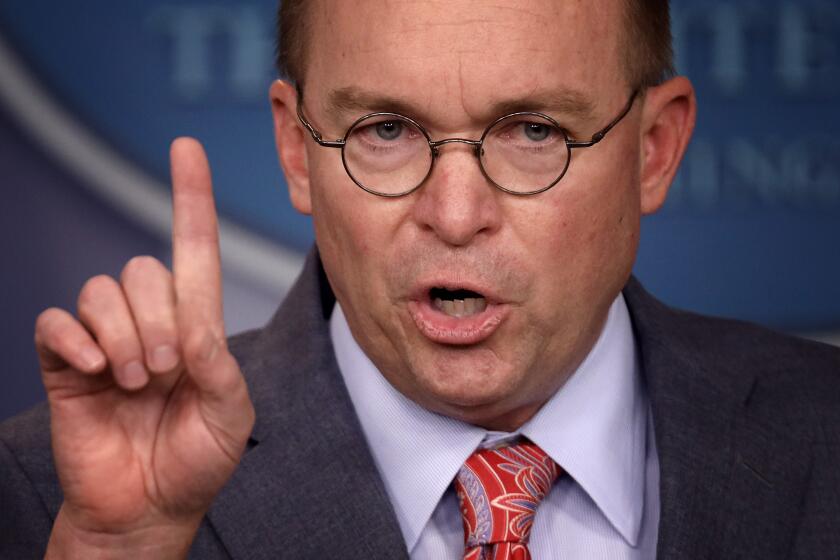 WASHINGTON, DC - OCTOBER 17: Acting White House Chief of Staff Mick Mulvaney answers questions during a briefing at the White House October 17, 2019 in Washington, DC. Mulvaney answered a range of questions relating to the issues surrounding the impeachment inquiry of U.S. President Donald Trump, and other issues during the briefing. (Photo by Win McNamee/Getty Images) ** OUTS - ELSENT, FPG, CM - OUTS * NM, PH, VA if sourced by CT, LA or MoD **