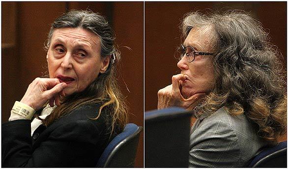 Helen Golay, right, reacts as a jury convicts her of murder. The jury also found her co-defendant Olga Rutterschmidt, left, guilty of conspiracy to commit murder in a chilling slow-motion plot to kill two homeless men for $2.8 million in life insurance.