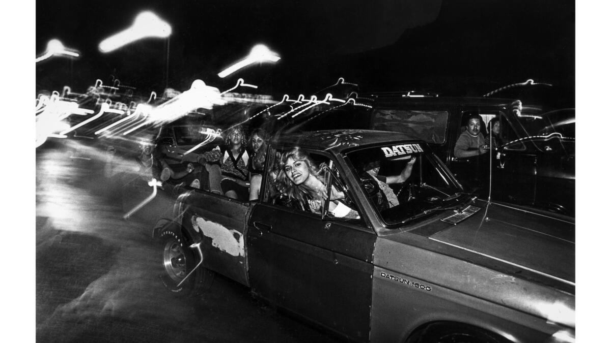 June 15, 1986: Truckload of young women on McHenry Avenue in Modesto during annual Graffiti Night cruising event.