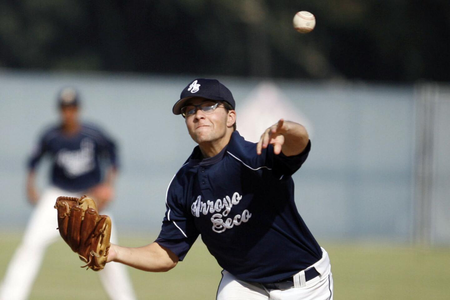 Arroyo Seco's Elliot Surrey pitches the ball during a game against Puerto Rico, which took place at Major League Baseball Urban Youth Academy in Compton on Thursday, August 3, 2012.