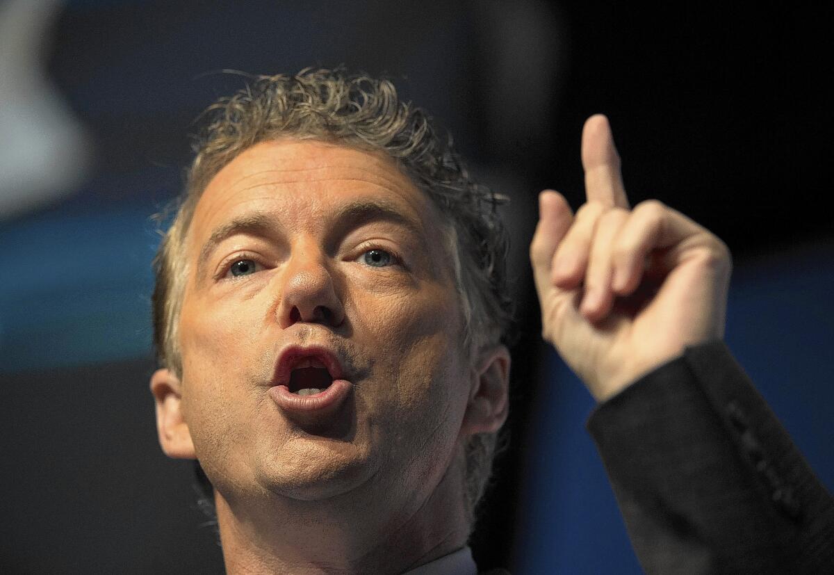 Sen. Rand Paul (R-Ky.), a likely presidential candidate in 2016, is a leading voice challenging hawkish colleagues who see recent developments in Iraq as a fault of the Obama administration.