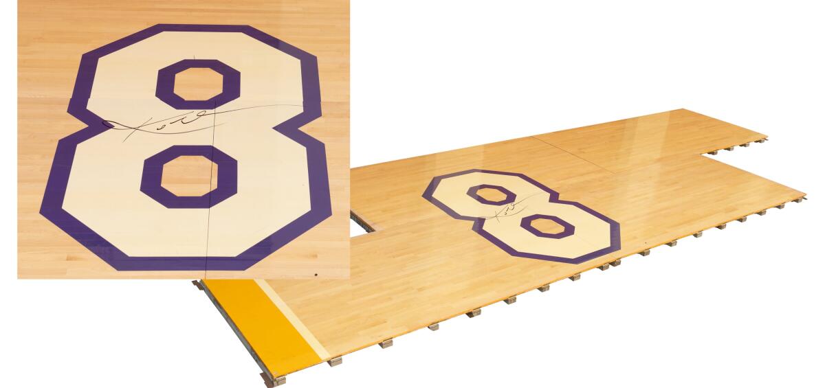 Piece Of Staples Center Court Kobe Bryant Signed During Final Game Being  Auctioned Off