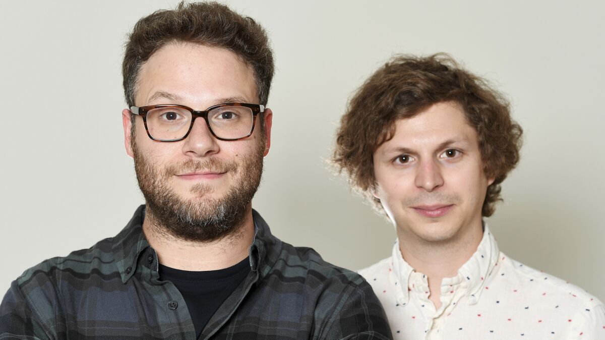 Seth Rogen and Michael Cera star in R-rated animated comedy "Sausage Party," in which they both play hot dogs.