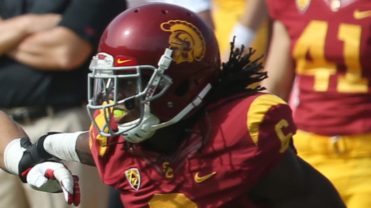 USC cornerback Josh Shaw chases down player during a game against Utah in October 2013.