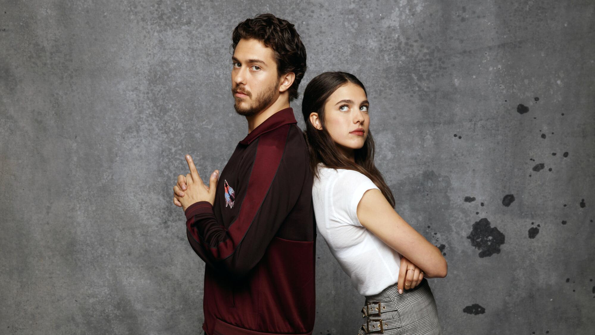 Nat Wolff and Margaret Qualley, from the film "Death Note," photographed at Comic-Con 2017