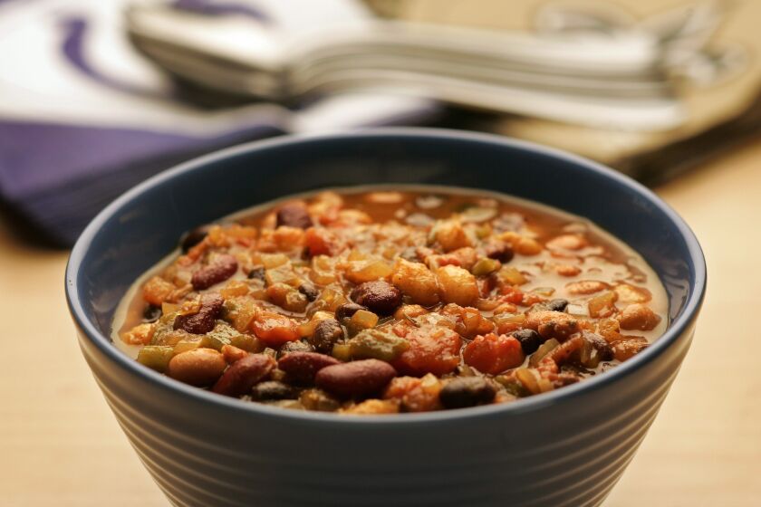 Recipe: Three-bean and hominy chili