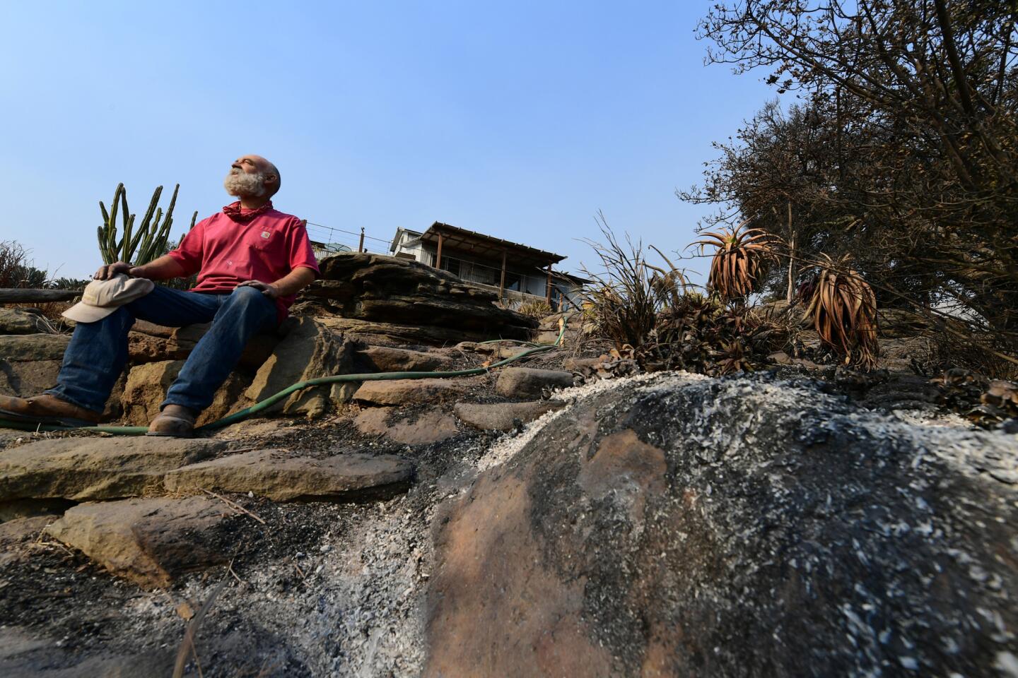 Fighting off the flames of the Thomas fire was an "unbelievable experience," said Carpinteria artist John Wullbrandt, who along with his partner fought the flames to protect their 100-acre property.